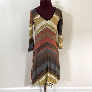 Vintage 70’s style fall chevron soft lightweight disco Bodycon dress small